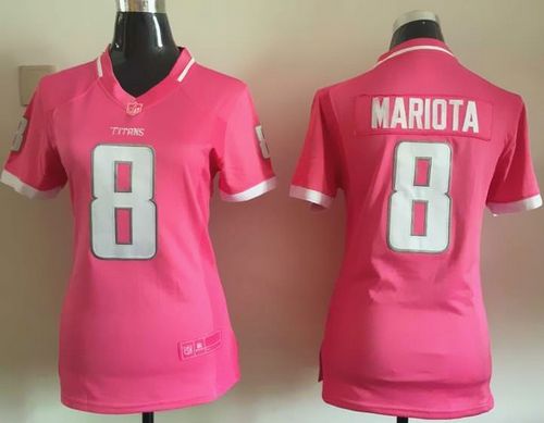 Nike Titans #8 Marcus Mariota Pink Women's Stitched NFL Elite Bubble Gum Jersey - Click Image to Close